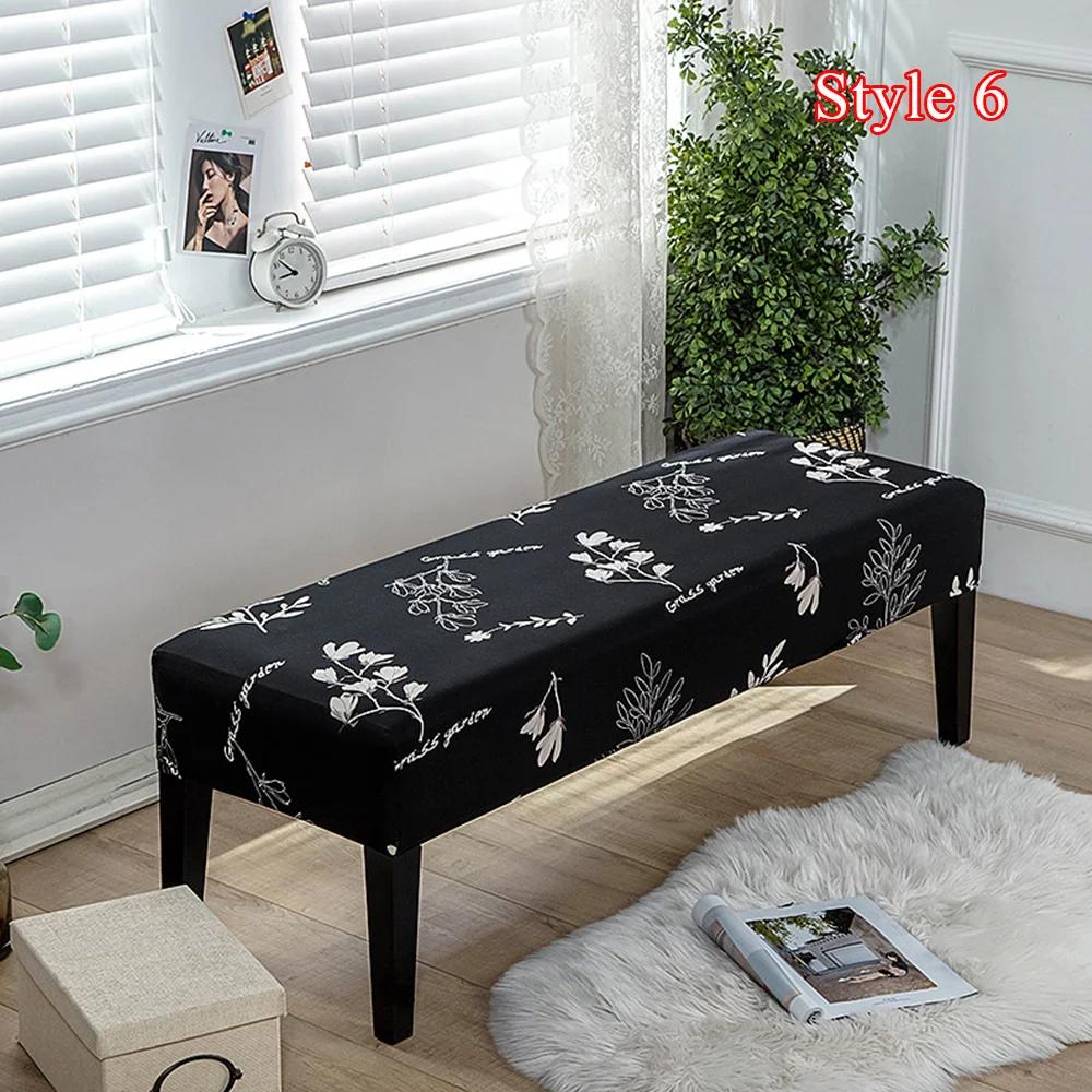 Geometric Bench Cover Stretch Spandex Piano Stool Cover Long Ottoman Cover Solid Color Changing Shoes Chair Slipcover Home Decor