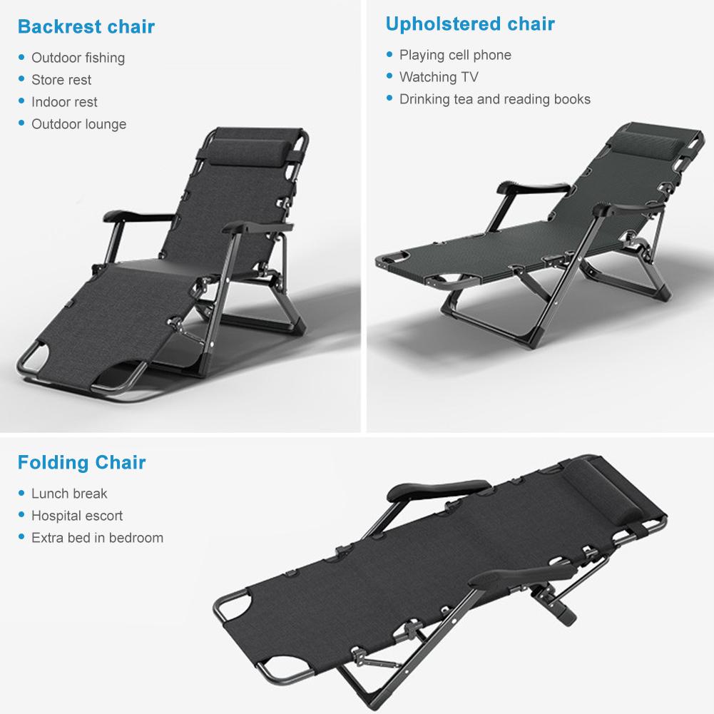 Folding Lounge Chair Versatile Foldable Patio Recliner Adjustable Patio Recliner with Headrest Cushion for Home Office