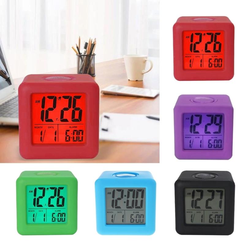 Compact Silicone Square Alarm Clock with Easy to Read Display for Home and Office Use