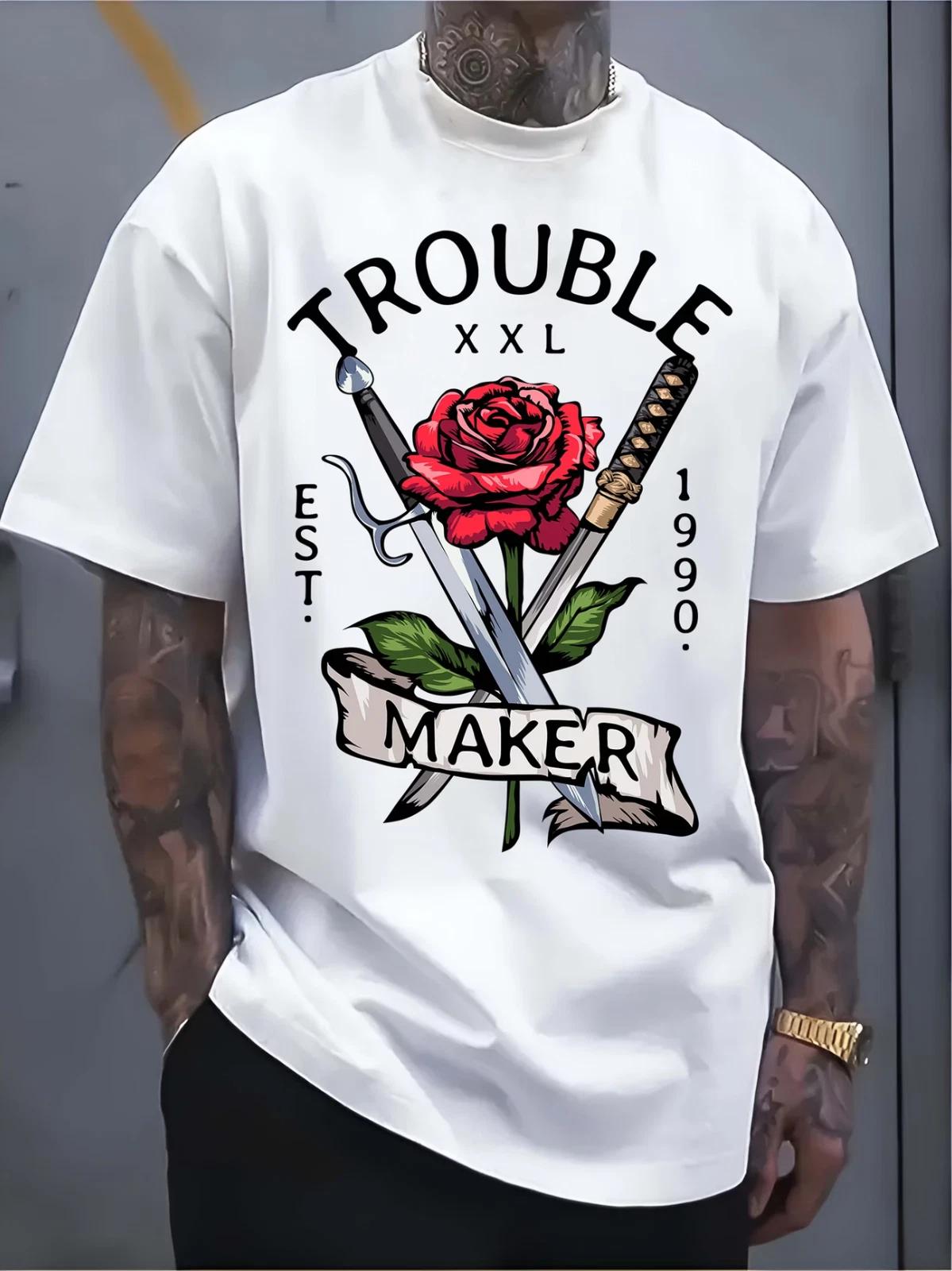 Men s Pure - Cotton White T - shirt: Dual Bloom Warrior Tee XXL