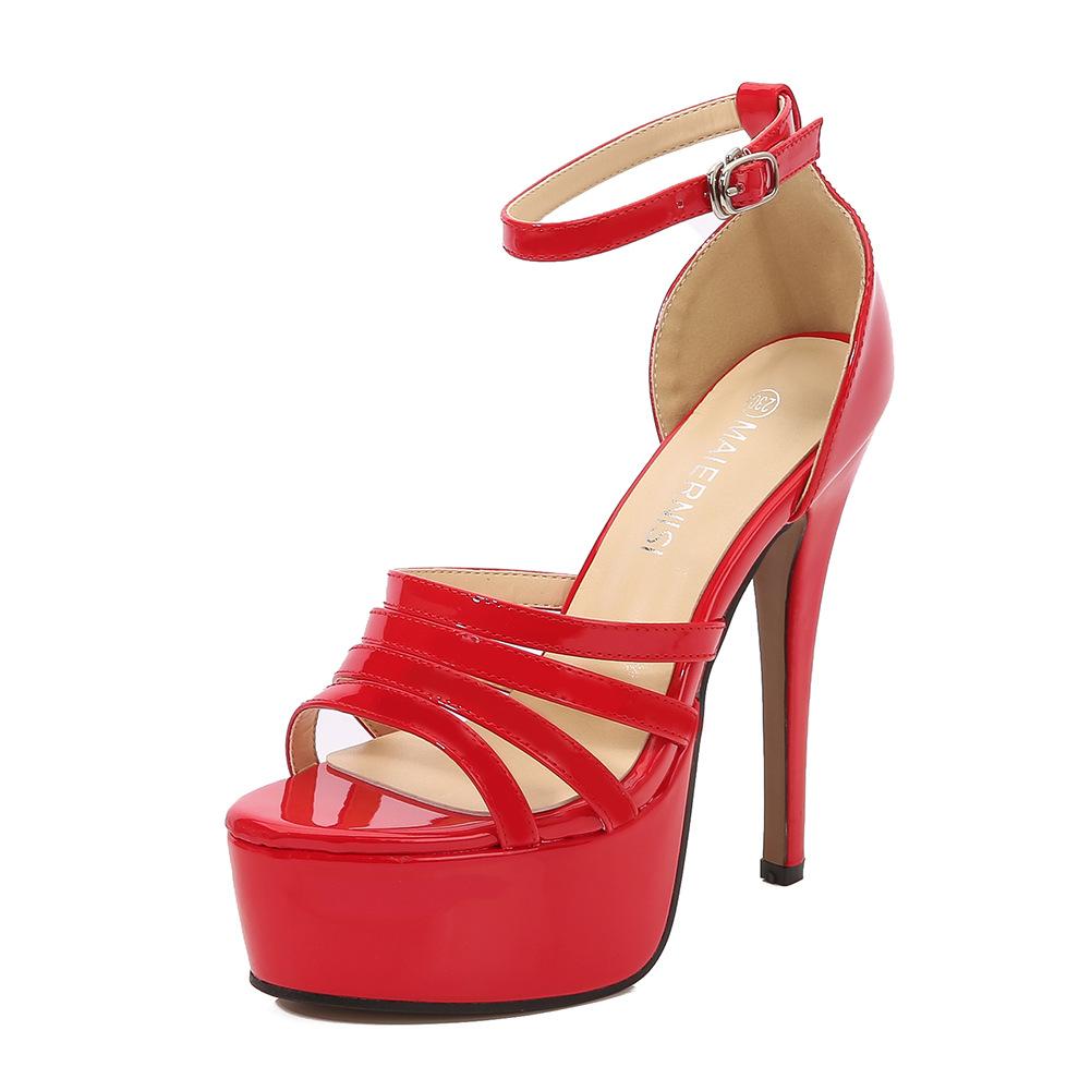 Stage model catwalk car show super high heel sandals waterproof table thin heel black sexy hate sky high international station