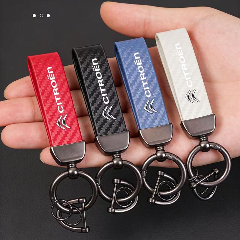 Car Badge Carbon Fiber Keychain Car Styling Custom Key Ring For Citroen Grand Picasso Jumper Cactus Saxo 2CV VTS DS3 DS4 DS5 RD3