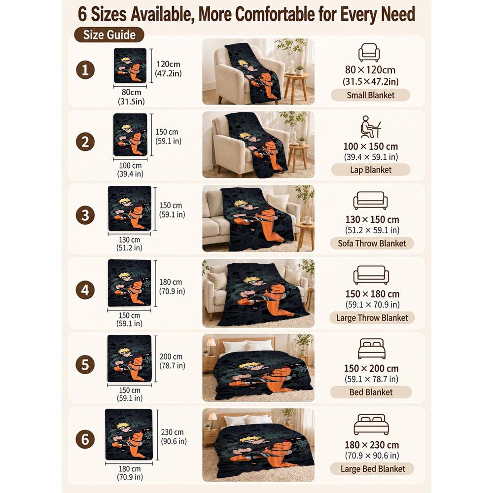 Naruto Pose Anime Printed Blanket Ultra Soft Throw Blanket For Office Sofa Home Decor Halloween Gift