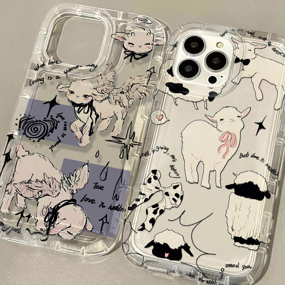 Cute Little Lamb Angel Sheep Phone Case for Samsung Galaxy A56 A36 A26 A55 A35 A15 A54 A34 A24 A14 A05  A13 A73 A53 4G 5G Cover