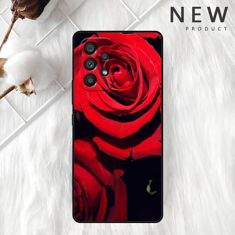 Bright Red Rose Flowers Case For Samsung Galaxy A54 A52 A14 5G A53 A12 A13 A71 A23 A34 A33 A21s Phone Cover