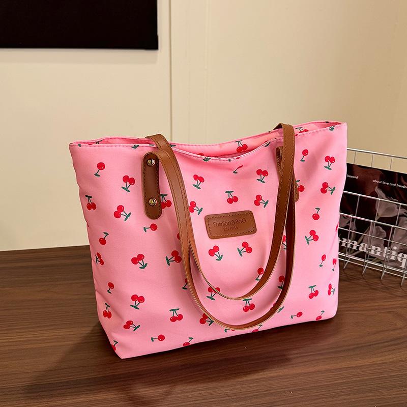 Sweet Cherry Print Shoulder Bag Large Capacity Trendy Women'S Handbag Tote Underarm Bag  Travel Storage Bag Birthday Gift