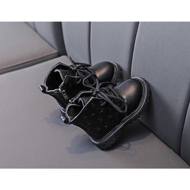 Fashion versatile children's warm short boots boys British style velvet single boots