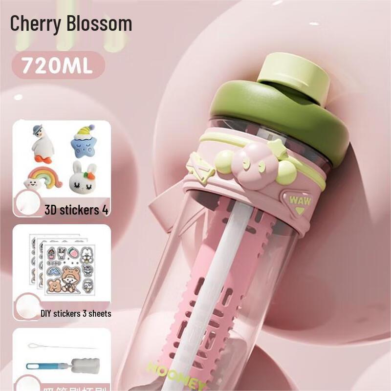 Trendy Large Capacity Handle Straw Water Bottle