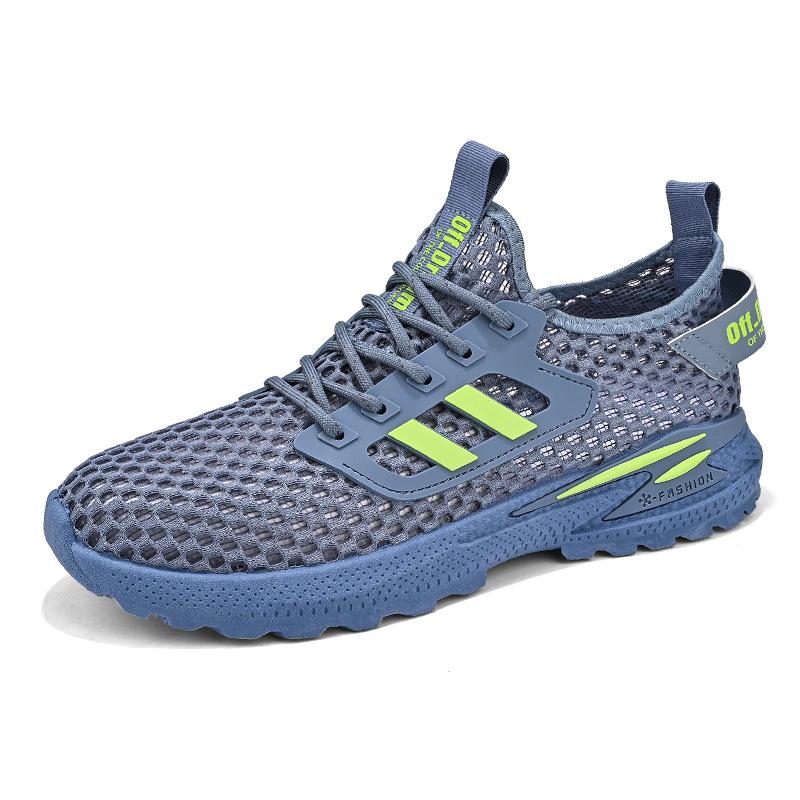 Fashion Summer Breathable Large Mesh Sports Shoes with Lace Up and Lightweight Perforated Shoes for Outdoor Fashion and Leisure