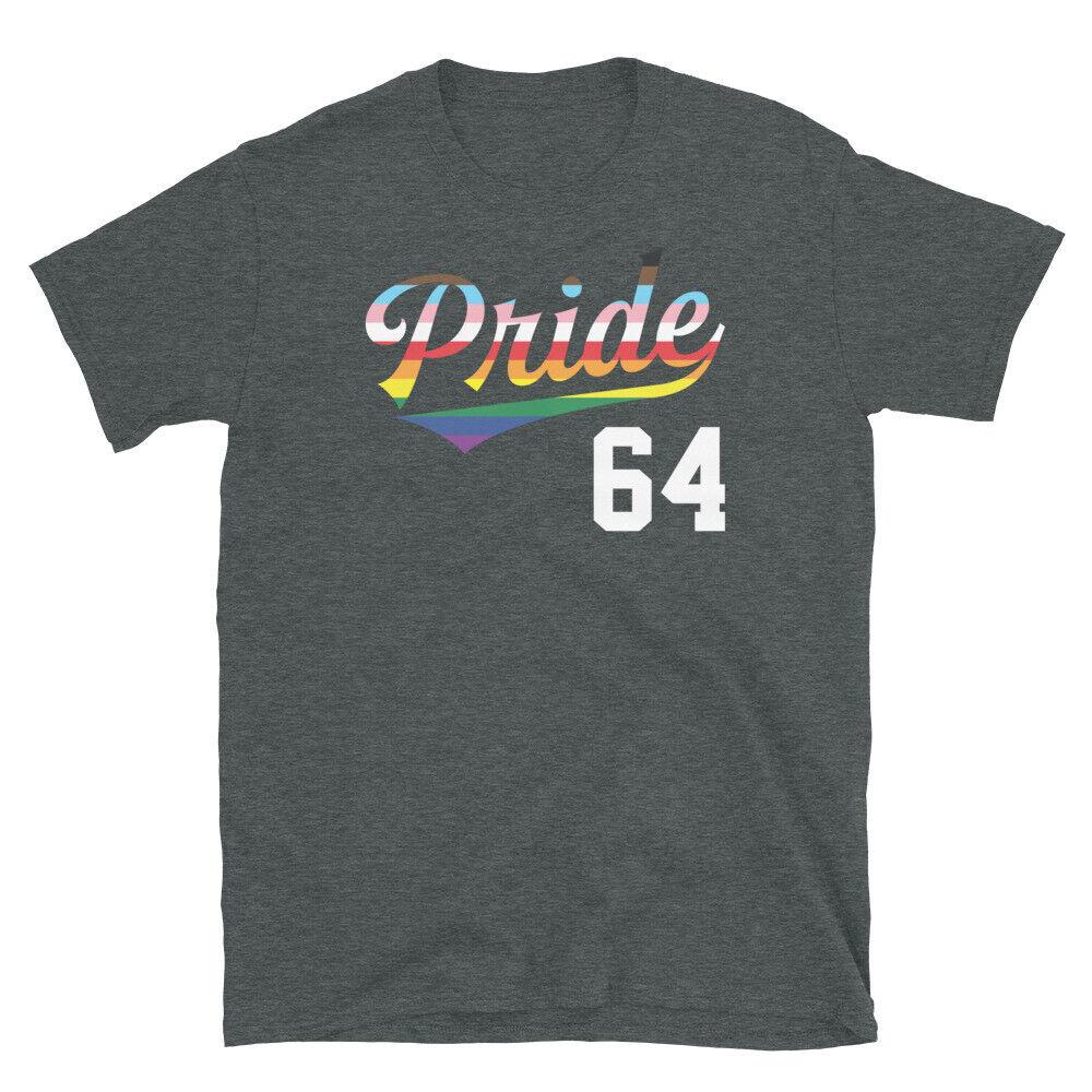 

Baseball Jersey Number 64 LGBTQ Inclusive Rainbow Short-Sleeve Unisex T-Shirt 4XL