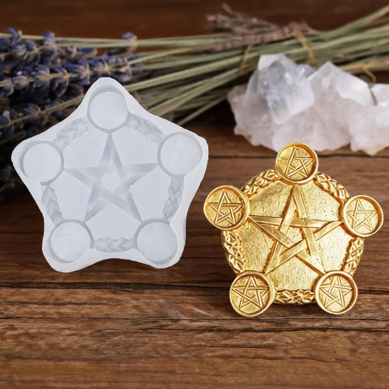 Handmade Candle Shaping Mould Five Cavity Star Pattern Candle Making Mould with Textured Border and Clear Lines for Handmade Candle Soap