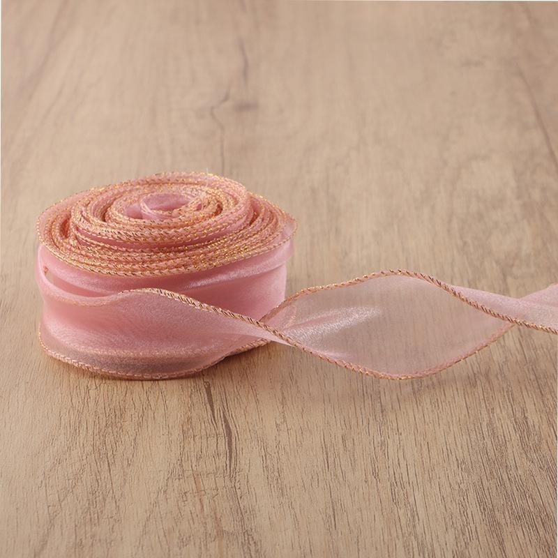 10 yards Rotolo di nastro di organza di colore pieno con bordo ondulato a coda di pesce per bouquet di fiori, regali, confezioni, decorazioni per feste di nozze