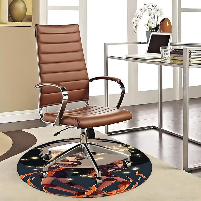 1pc Anime Basketball Player Round Carpet - Office Chair Mat, Anti-Slip Rug for Home Decor, Seasonal Gift, Suitable for Office, Living Room
