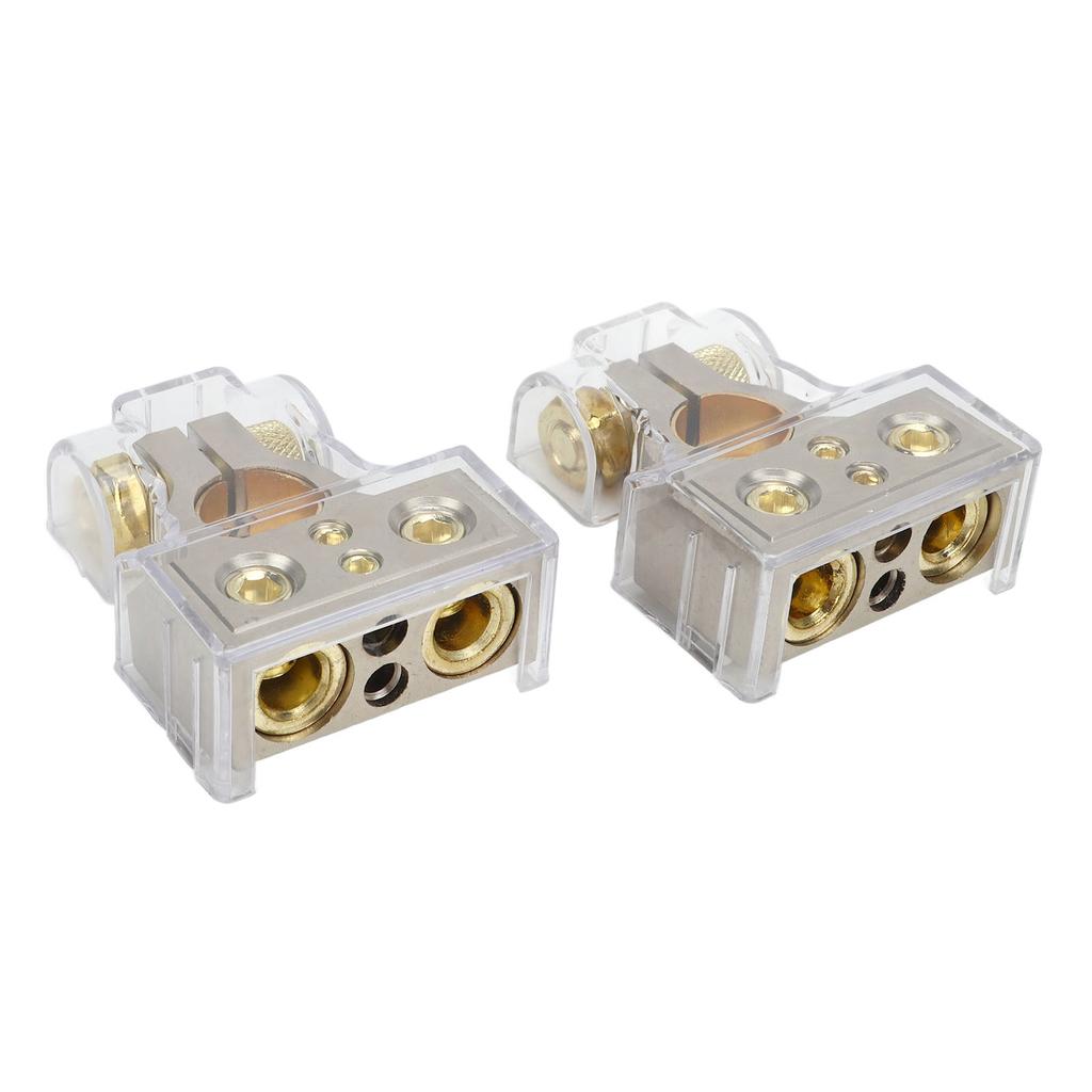2 Pcs Battery Terminal Connectors 0 2 4 6 8AWG with Shims Protector Cover for Cars Caravans RVs Trucks Pickups