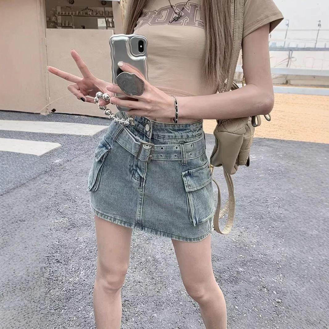 

Plus Size High Waist A-Line Denim Midi Skirt - Solid Color, Anti-Exposure, Versatile & Stylish XS: Height 155-165CM (34kg-39kg)