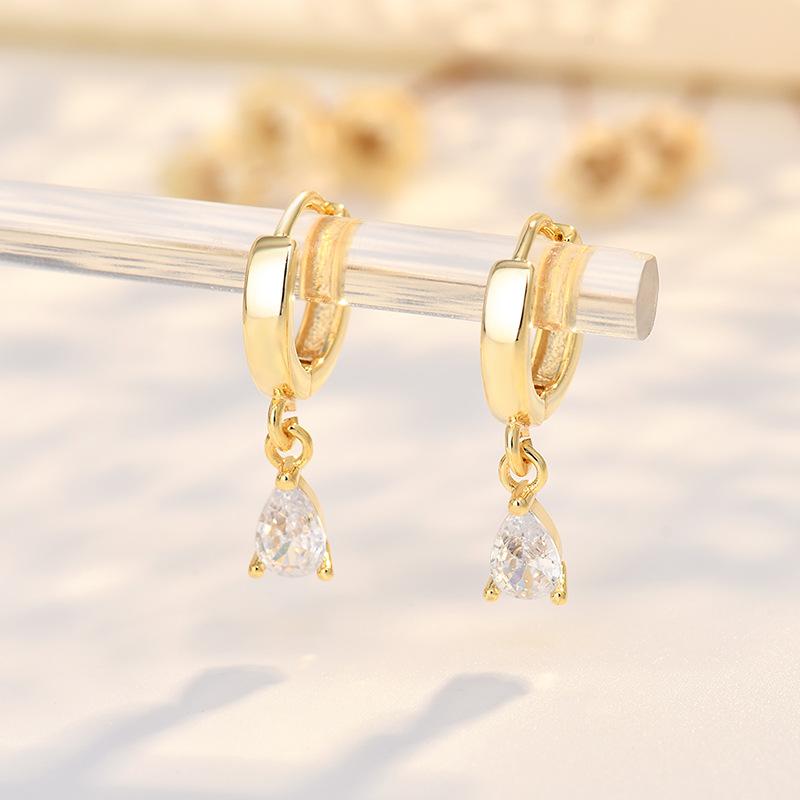 Geometric Water Droplet Inlaid Diamond Earbuds Minimalist Creative Style Cold Style Earrings Earrings