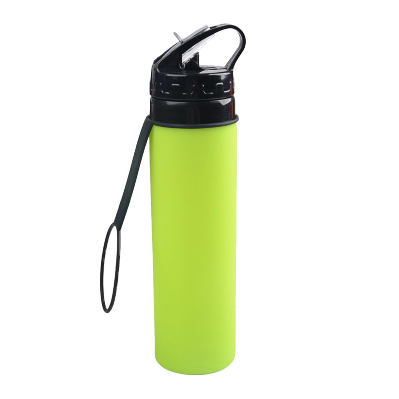 Silicone Collapsible Sports Bottles Portable Foldable Water Bottle Outdoor Folding Camping Bottle Leakproof Water Mug зелёный