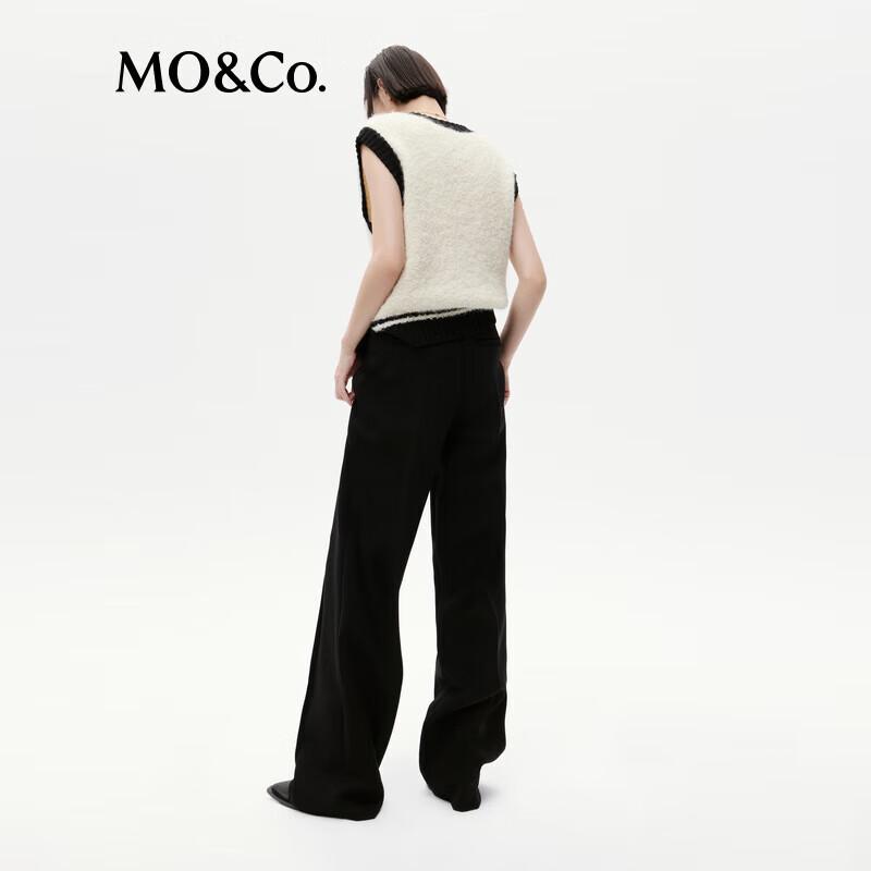 MO&Co. Acetate Blend High-Waist Wide-Leg Trousers