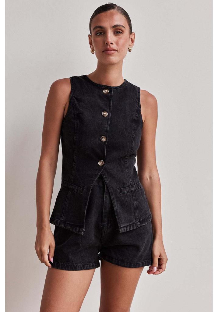 Set di Pantaloncini in Denim Larghi Senza Maniche a Vita Alta Moda Europea e Americana Primavera/Estate 2025.