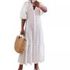 Women's Fashion Summer Spring Solid Color Print Short Sleeve V-Neck High Waist Casual Dresses