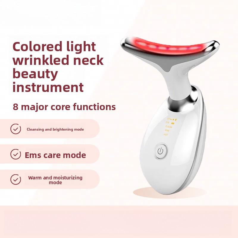 

Neck Beauty Instrument Vibration Massage Neck Pattern Instrument Small Iron Lift and Tighten Neck Facial Color Light Introduction Beauty Instrument білий