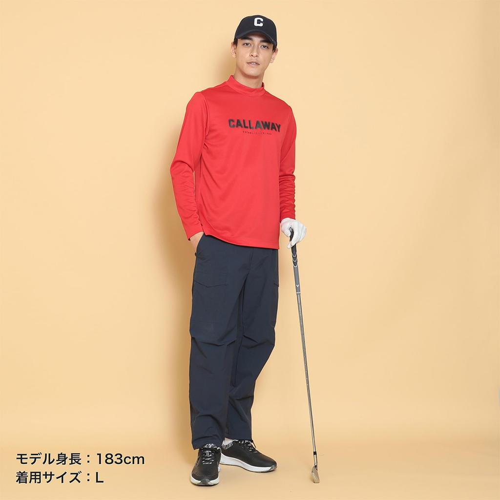 Callaway Men's Long Sleeve Mock Neck Shirt (Stretchable, UV Protection) / Golf Undershirt / C24233102 1100_Red LL