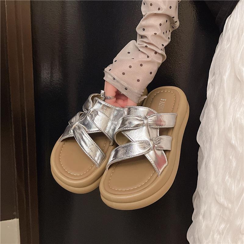 Muffin Platform Slippers Women's Outerwear 2025 Summer New with Skirt Casual Fashion Foreign Trade Word Beach Sandals