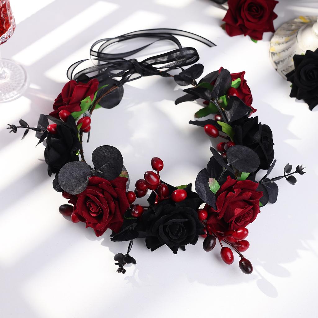 Butterfly Hair Bands Festive Flower Garland Ornament Skull Top Hair Accessories Intricate Artificial Flower Headwear For