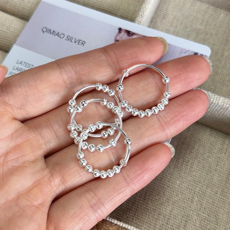 925 Sterlingsilber Perlenring - Elegantes und vielseitiges Damen-Zeigefinger-Accessoire (Helles Silber, Stil J5132)