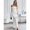 One Shoulder Lace Embossed Dress off-Shoulder Long Sleeve Lace Embossed Jumpsuit Long Dress