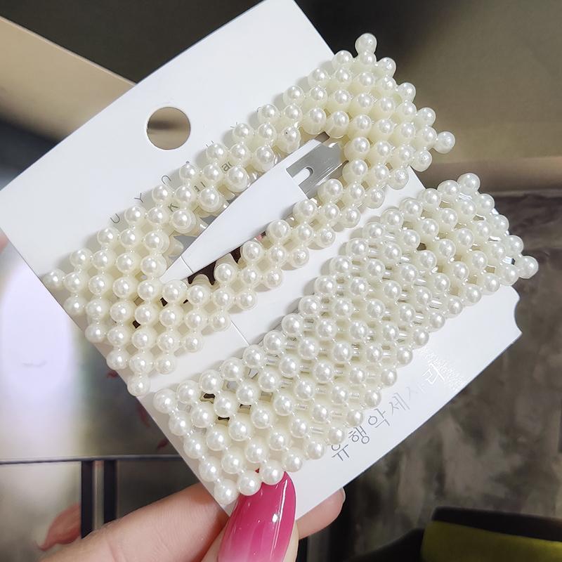 Pearl Hair Clip For Women Korean 3/4pcs Geometric Hairpins Set Hair Berrettes Girl Hairgrip Side Clip Hair Accessories