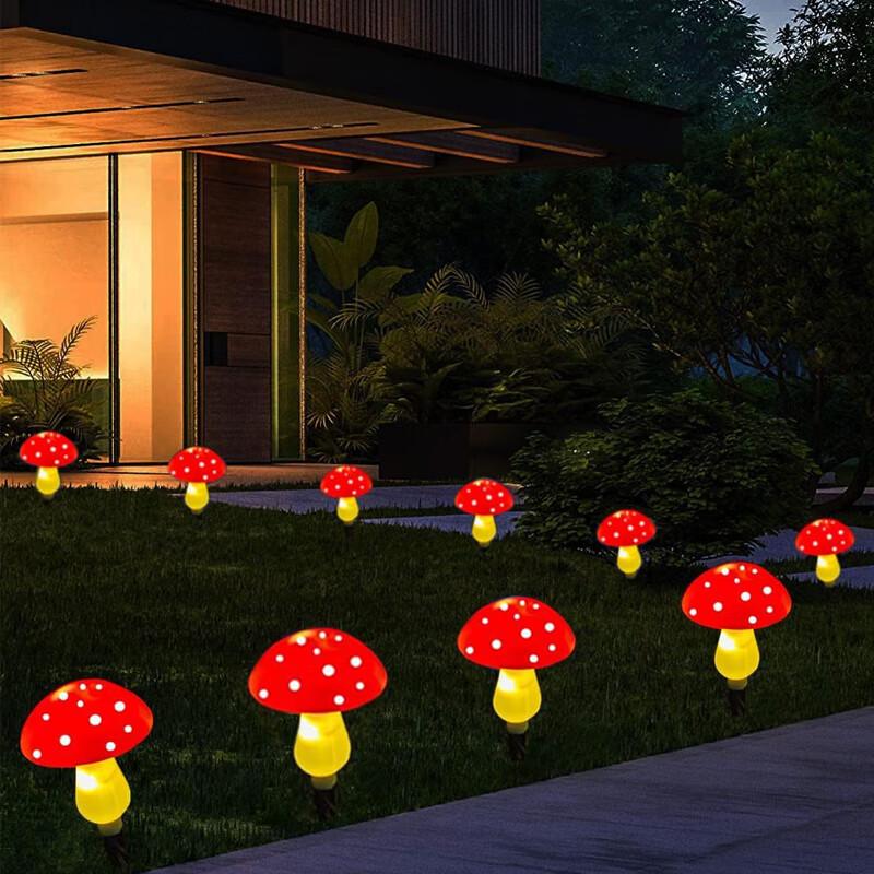 Solar Powered Starry Mushroom Lawn LED String Lights