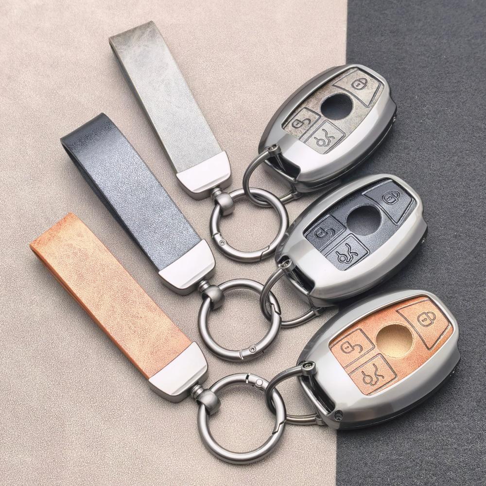 Zinc Alloy Leather Car Samrt Key Fob Case Cover For Mercedes Benz A B C E S G Class W204 W205 W212 W213 W176 W177 Glc Cla Amg