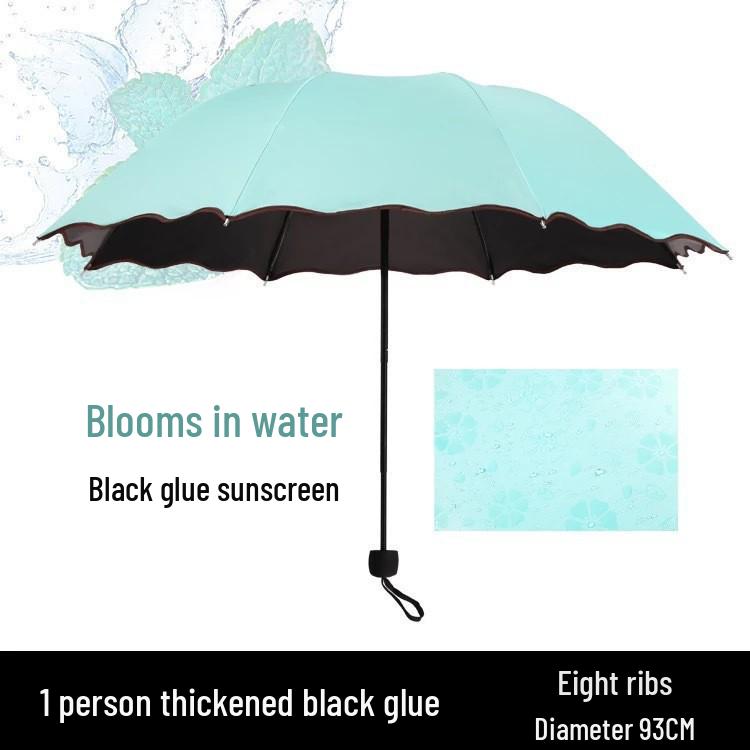Women's Dual-Use Umbrella: Rain or Shine, Thickened, Three-Fold, with UV Protection and Customizable Logo Printing.