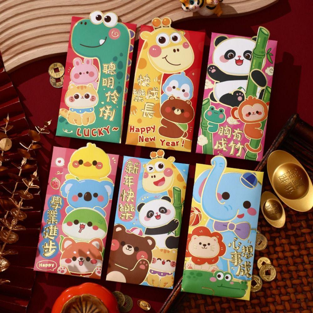 6pcs Blessing New Year Money Envelopes Chinese Style Red Packet Lucky Red Pockets Spring Festival