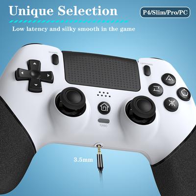 Console Controller 6 Axis Gyro Bluetooth-Compatible Macros Turbo Dual Vibration Hall Effect Joystick for PS4/PS4 Pro/PS4 Slim/PC