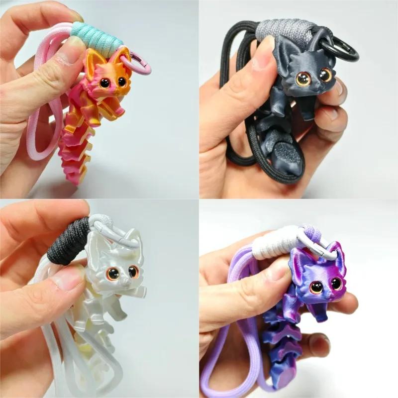 Top Quality 3D Printed Cute Fox Ornament Model with Multiple Joints Movable ,beautiful Eyes, Hanging Rope Room Decoration Gifts