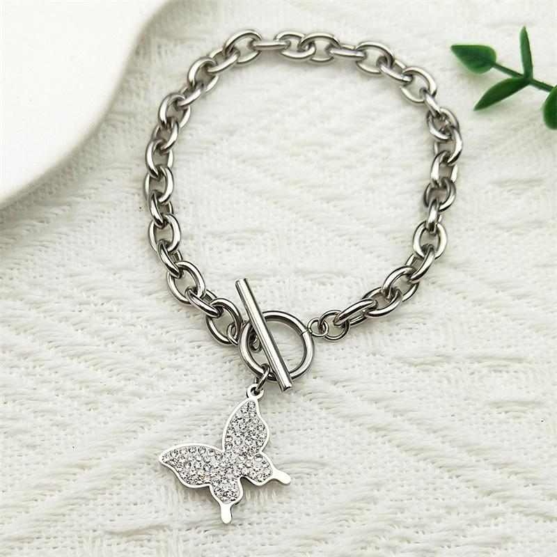 Fashion Butterfly Bownot Bracelet for Women Girls Stainless Steel Gold Silver Color Rhinestone Bracelets Jewelry Gifts