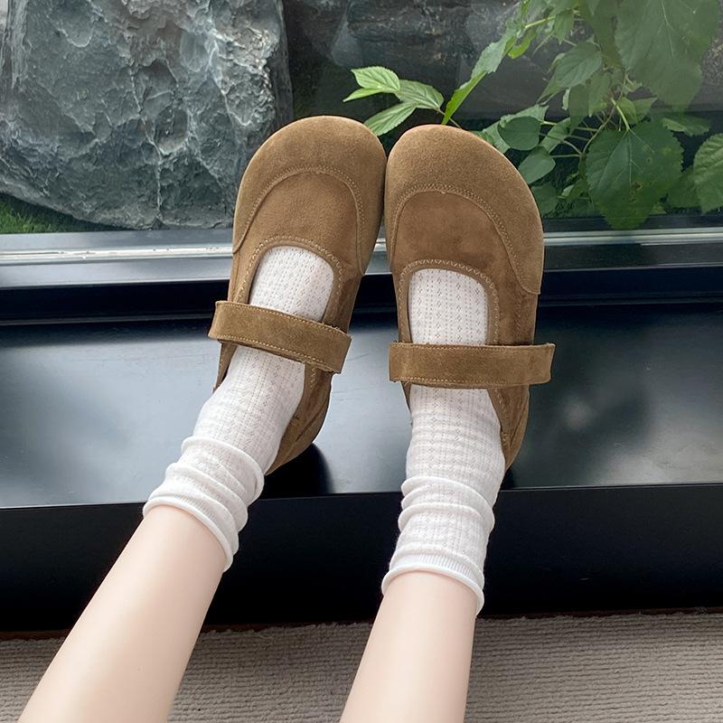 Dámské boty velkých velikostí 41-43 pro široká chodidla francouzské retro boty Mary Jane na suchý zip dámské letní mělké temperamentní boty na měkké podrážce