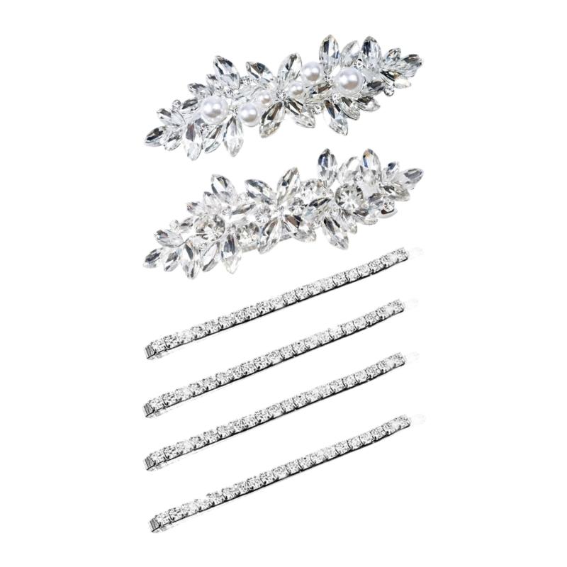 Sparkling Rhinestones Bride Hair Clip Wedding Hair Pin Spring Barrette Hair Ornament for Bride Ceremony Photography Wear