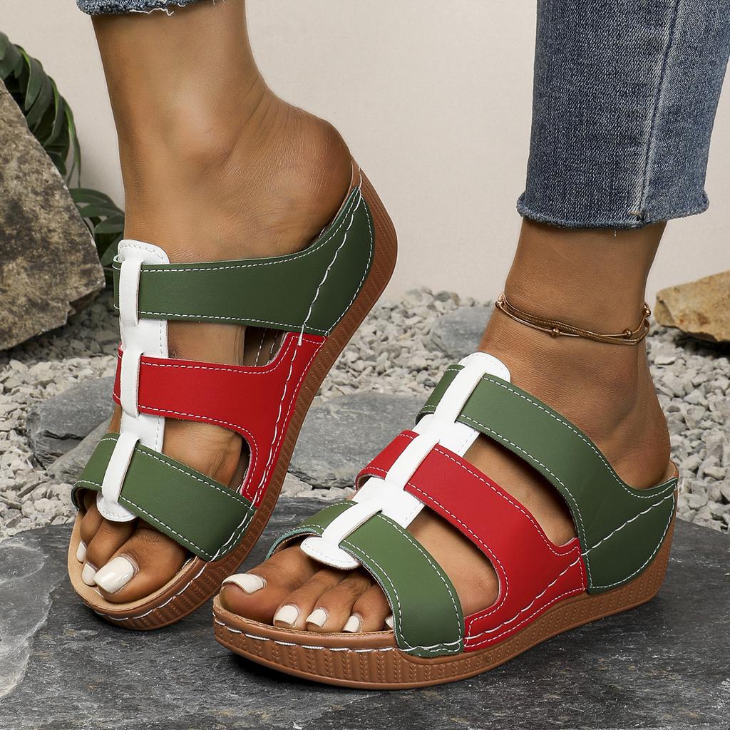 Women Slippers 2025 New Closed Toe Shoes Comfort Double Buckle Wedge Slippers Plus Size Platform Casual Sandals Slides Women