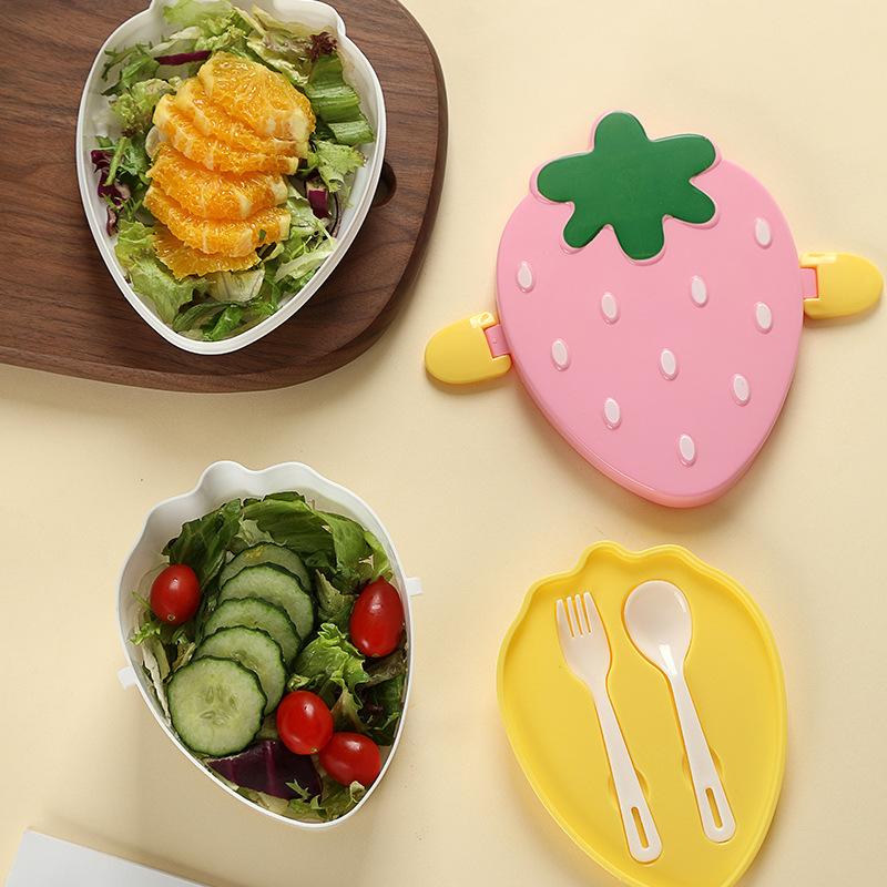 Amazon Scatola Pranzo in Plastica Fragola Doppio Strato Sicura per Alimenti Contenitore Bento per Bambini Studenti