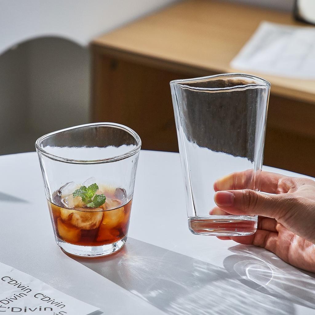Japanese-style Glass Cup Wave Mouth Glass Creative Latte Coffee Milk Juice Glass Whiskey Tea Cups Clear Glasses