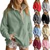 Women's Casual Color Button Front Pullover Sweatshirt Long Sleeve Cozy
