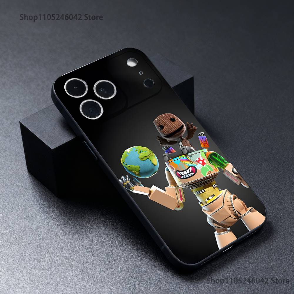 L-LBP S-Sackboy Custom Wear-resistant Phone Case For iPhone 17,16,15,14,13,12,11,Pro,Max,Plus Black Soft Cover