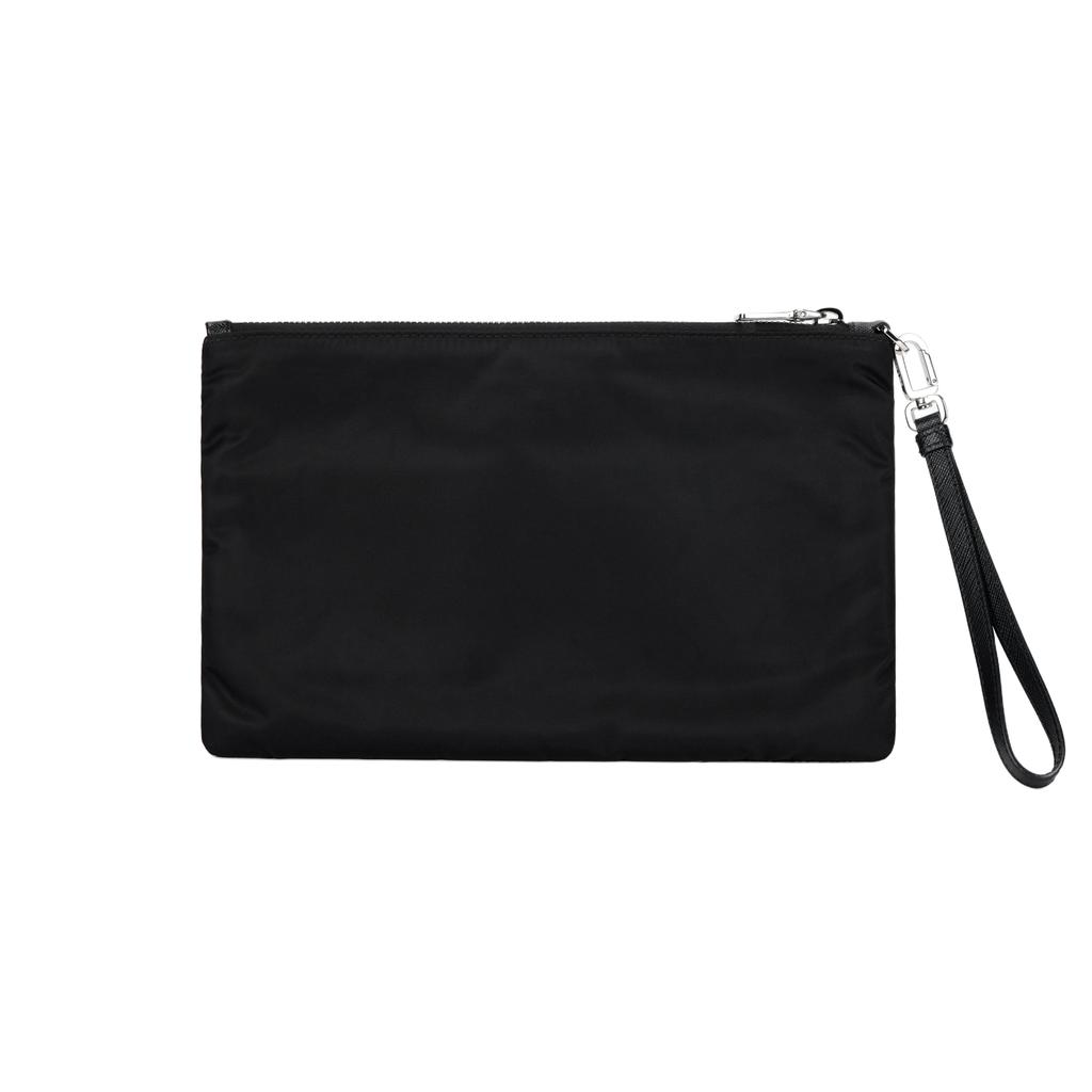 Prada Saffiano Emaille Dreieck Metall Logo Kosmetiktasche Herren Kosmetiktasche Schwarz 2NH006-064-F0002