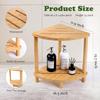 2-Tier Bamboo Bathroom Stool - Solid Wood Non-Slip Shoe Stool & Bath Seat, Multi-Purpose Household Shelf for Shower/Toilet