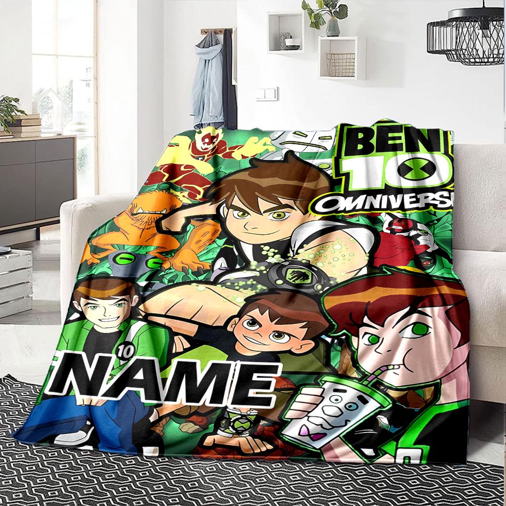 Customizable Ben10 Throw Blanket – Personalized Name, All-Season Cozy Snug Blanket, Machine Washable, Personalized Blanket