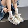 European Leather Breathable Casual Little White Shoes Women's 2025 Autumn New Hong Kong Style Heightening Board Shoes Slim Bread Women's Shoes