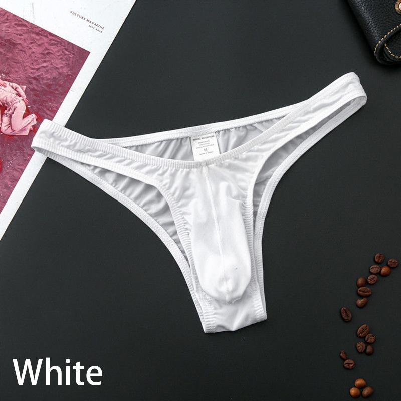 Men Briefs Breathable Thong Pouch Underwear G-String Low-Rise Transparent Panties Ultra-Soft